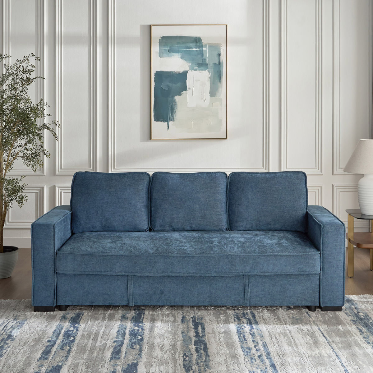 كنبة سرير قابل للسحب 3 مقاعد قماش بمساحة تخزين – Sofa Bed 3 Seater with Storage