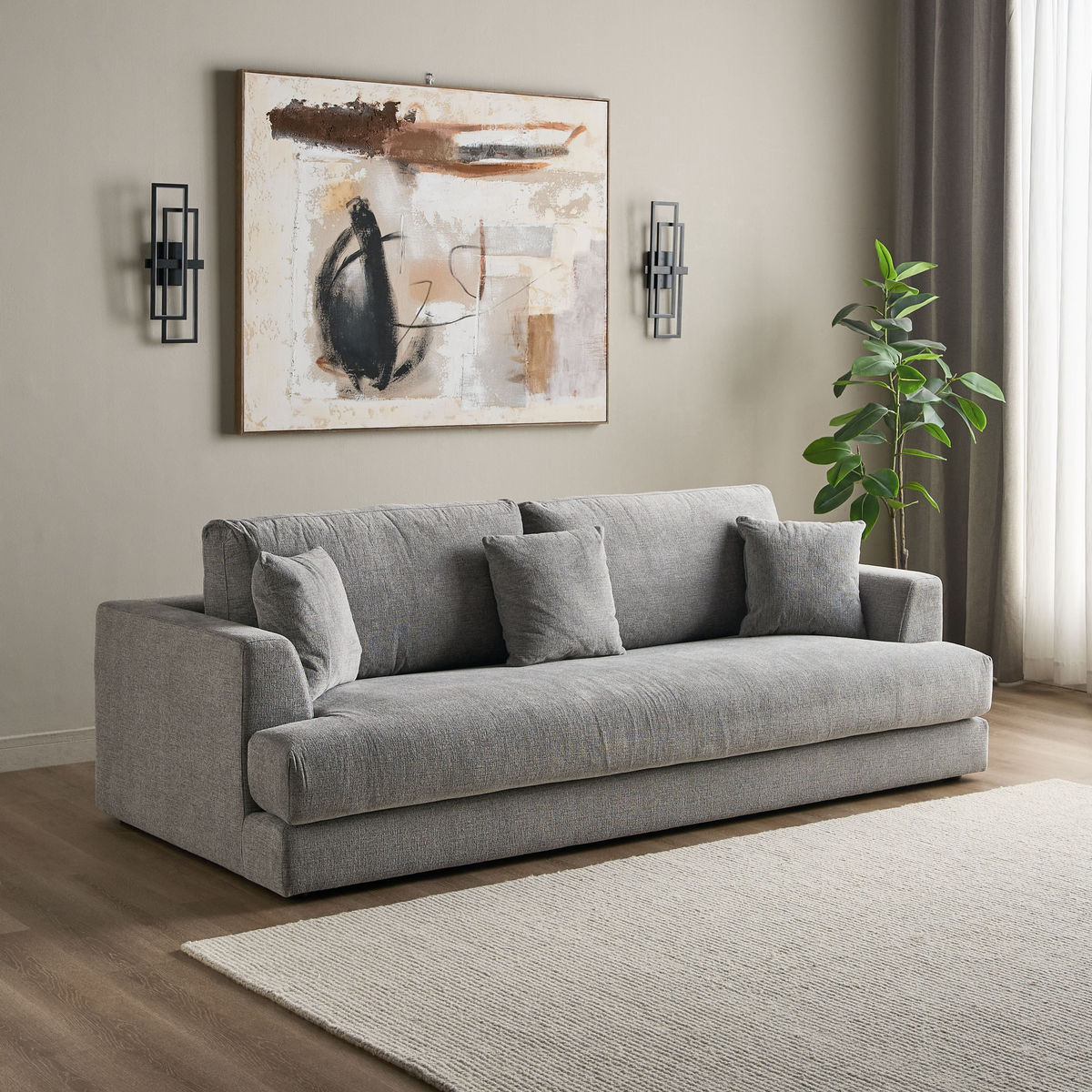 كنبة 3 مقاعد قماش – 3 Seater Fabric Sofa-1